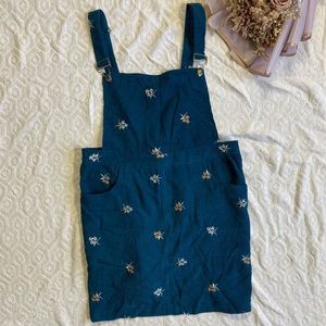 CIDER Floral Corduroy Overall Dress